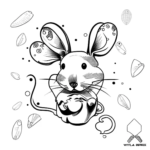 Wrist Bracelet Type Tattoo Based On A Mouse And Drawing Brushes