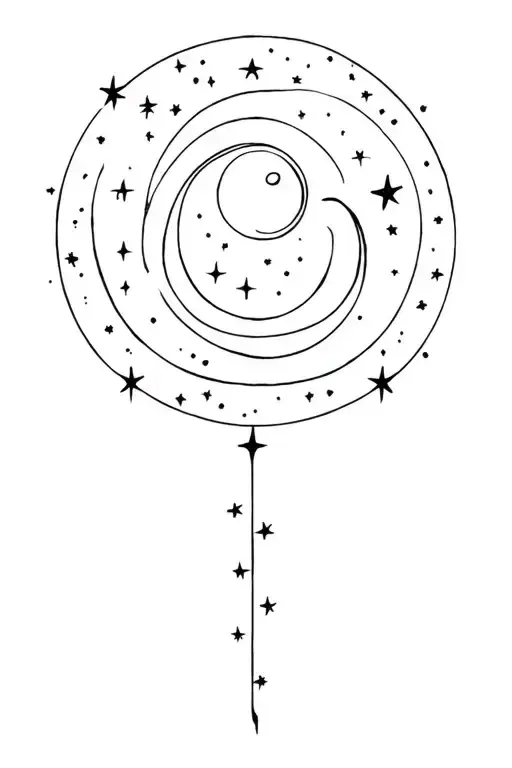 Minimalistic Celestial Ornament With A Moon And Aquarias Stars