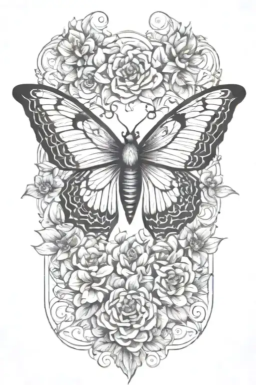 Butterfly With Eagle Eyes Surrounded By Flowers