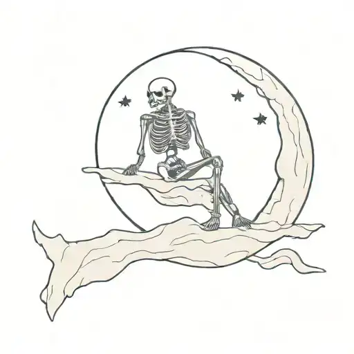 Skeleton Sitting On The Moon