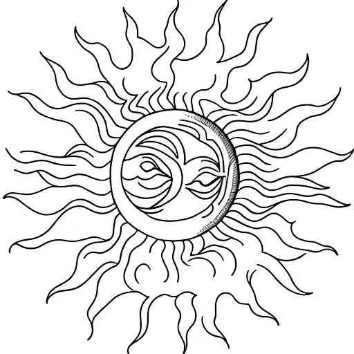 A Minimalist Tattoo Of A Sun Rising Over The Ocean