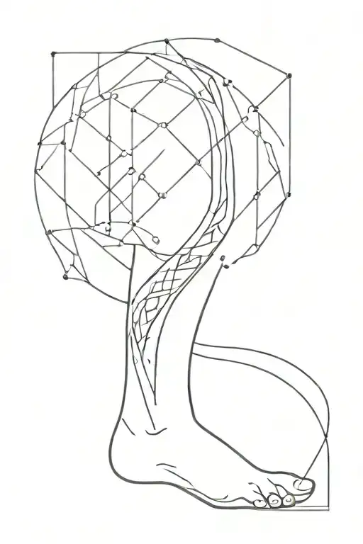 Masculine Minimal Ornamental Line Tattoo Lower Leg