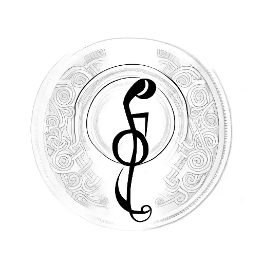 A Minimalist Tattoo Of A Doctor's Coat With A Treble Clef Symbol Incorporated Into The Design