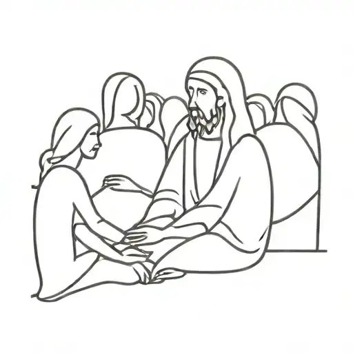 Lady Garbbing The Hem Of Jesus In A Crowd