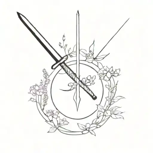 New Moon With Sword And Lavender Flowers