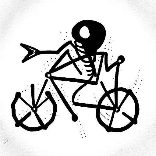 Skeleton Riding A Dirtbike With His Tongue Sticking Out