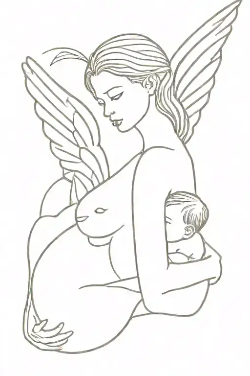 Mother And Baby The Woman Has Wings