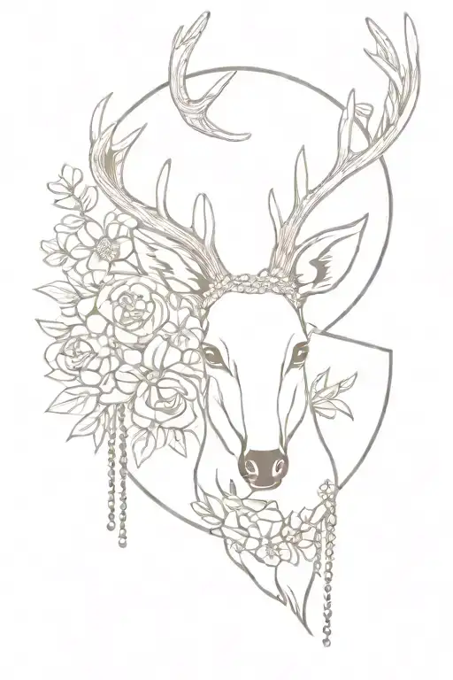 Deer Head And Flower Bouquet Wiith Chain Jewelry