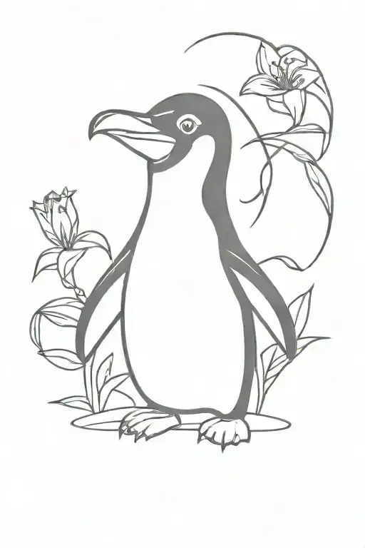 Cartoon Penguin Silhouette Holding Lilly's