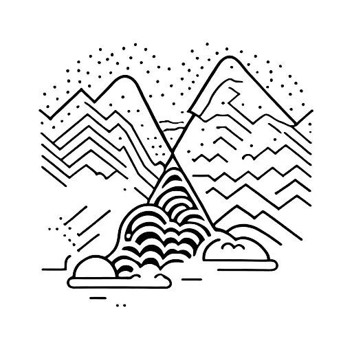 A Guitar Merging Into A Mountain Range