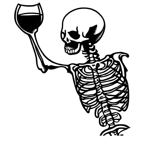 Skeleton Drinking Wine