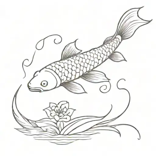 Koi Fish And Chinese Letters