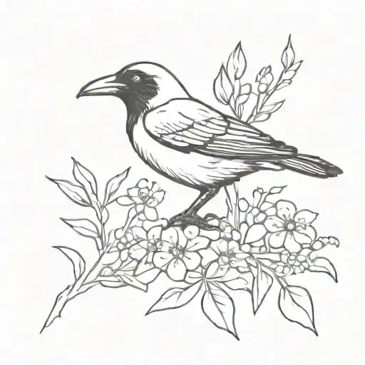 Raven Holding A Forget-me-not