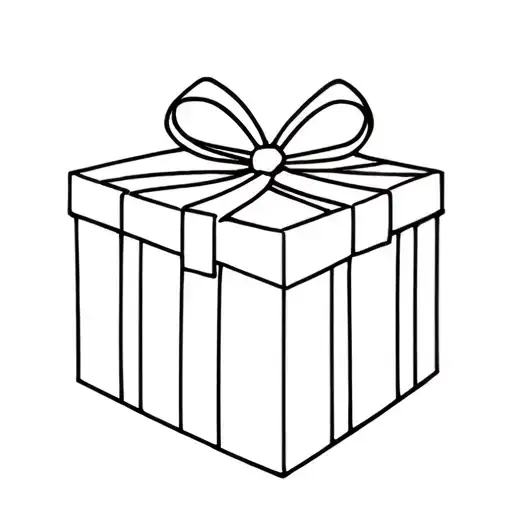 A Fine Line Squiggly Liney Design Of A Gift Box