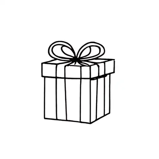 A Thin Fine Line Squiggly Liney Design Of A Gift Box