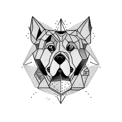 Tattoo Sleeve With A Bernice Mountain Dog Half Geomatric