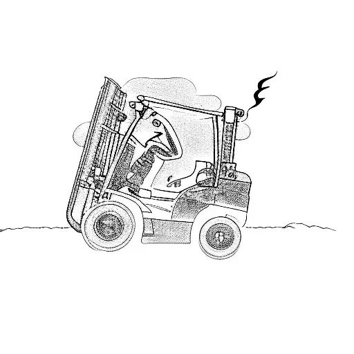 Drifting Forklift With A Fire Comming Out From Its Tires