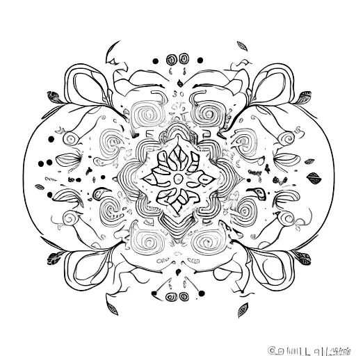 A Coffee Cup With Intricate Patterns Made Of Plants And Cats