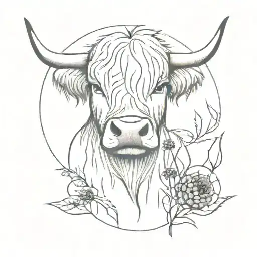 Highland Cow Laying Down In With Thistles Around Tgem