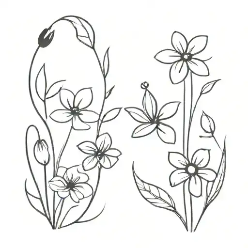 Cartoon Flowers In Black
