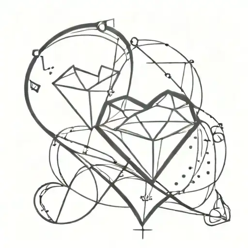 Heart And Diamond Tatto Design