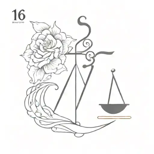 Libra Zodiac Sign In The Style And Shape Of The Number 16