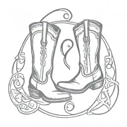 Country Music Notes Intertwined With Horseshoes And Cowboy Boots