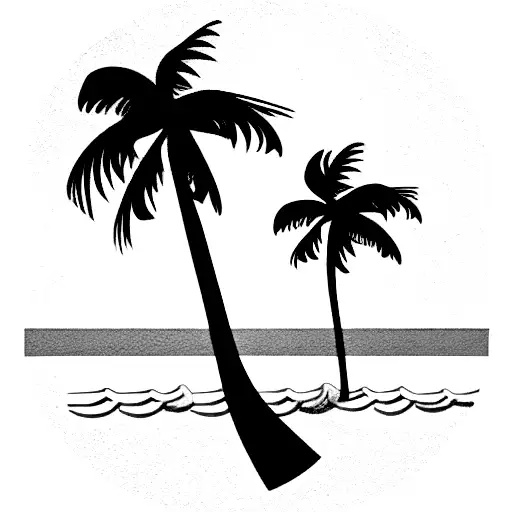 Beach With Palm Tree And The Sea