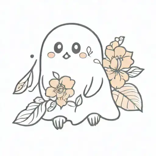 Cute Ghost With Floral