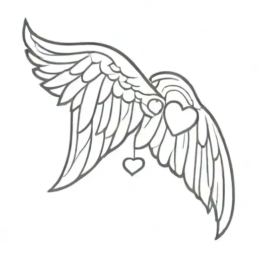 Angel Wings With Two Small Hearts