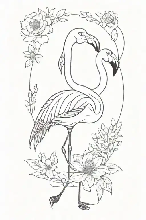 Flamingo And Bear With January And April Birth Flower