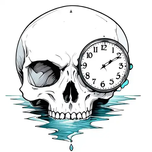 Skull With Clock And Water