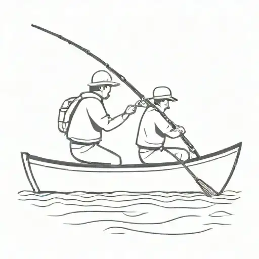 Two People Fishing In Boat Fishing