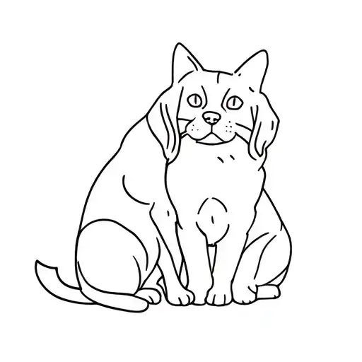 Cocker Spaniel And Cat Sitting