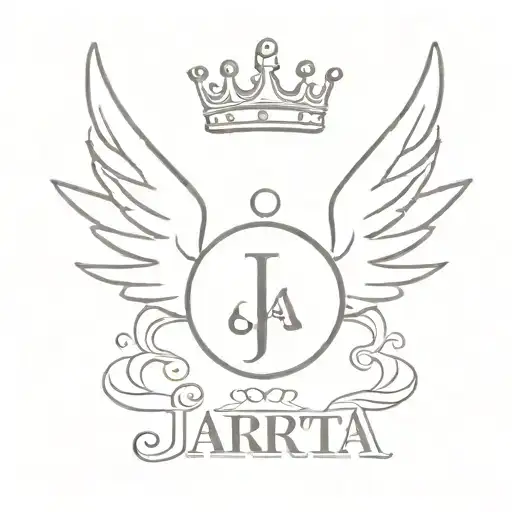 The Name Jakarta With Angel Wings And A Crown