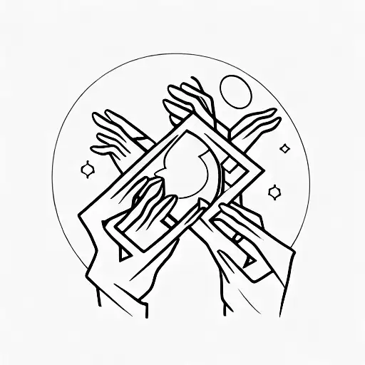 Female Hands With Squared Nails Holding A Universe And Magic In Between Them