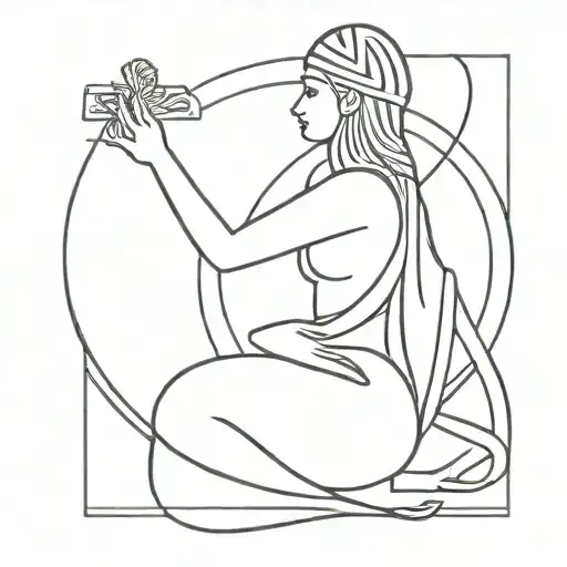 Isis The Goddess Centered In A Thin Rectangle On The Back In Black Or Red Colour