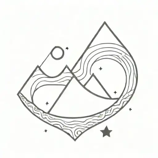 Wave With A Moon And Stars All Of That Inside A Geometric Triangle