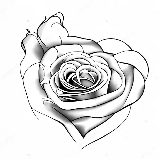 Purple Heart With Rose Wrapping Around It