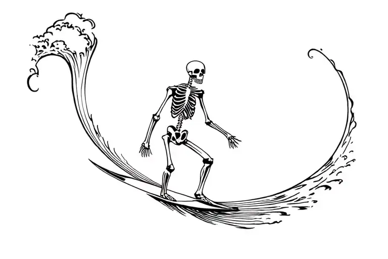 Skeleton Surfing Wave