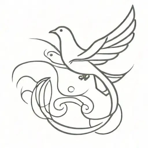 Dove And Waves And Sword