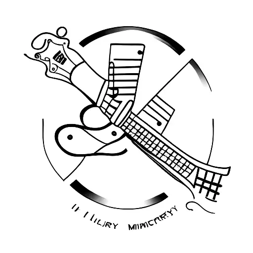 A Minimalist Tattoo Of A Guitar With The Words 'In Loving Memory' In Memory Of Your Dad