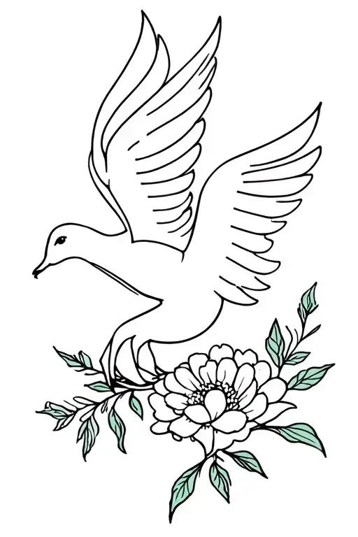 Dove Carrying March Birth Flower Intertwined