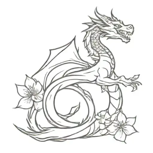Dragon Holding A Flower