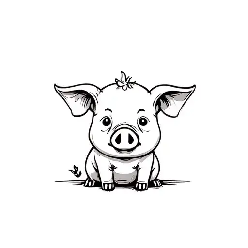 Cute Cartoon Pig Sitting