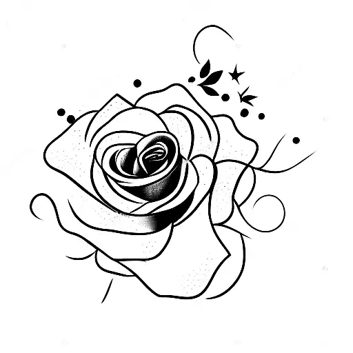 A Magical Rose Blooming Under A Starry Sky