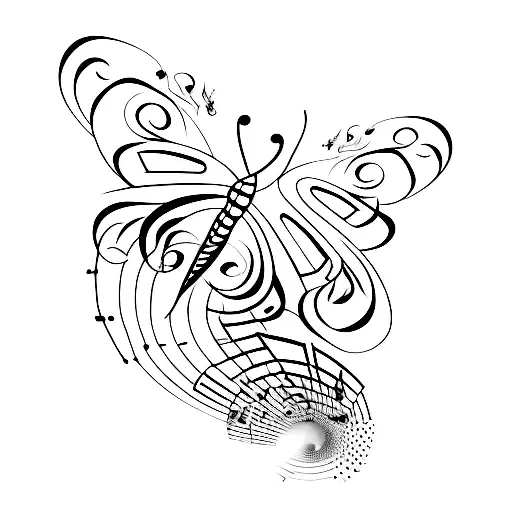 A Butterfly Made Up Of Musical Notes And Guitar Chords
