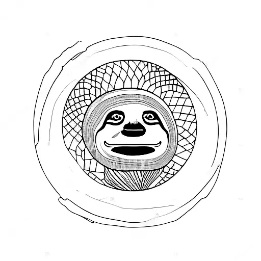 Slanded Eye Smiling Sloth Hanging On A Tree