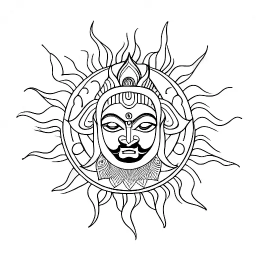 Sun Minimalistic Black And White Hinduism