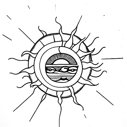 Sun Minimalistic Black And White